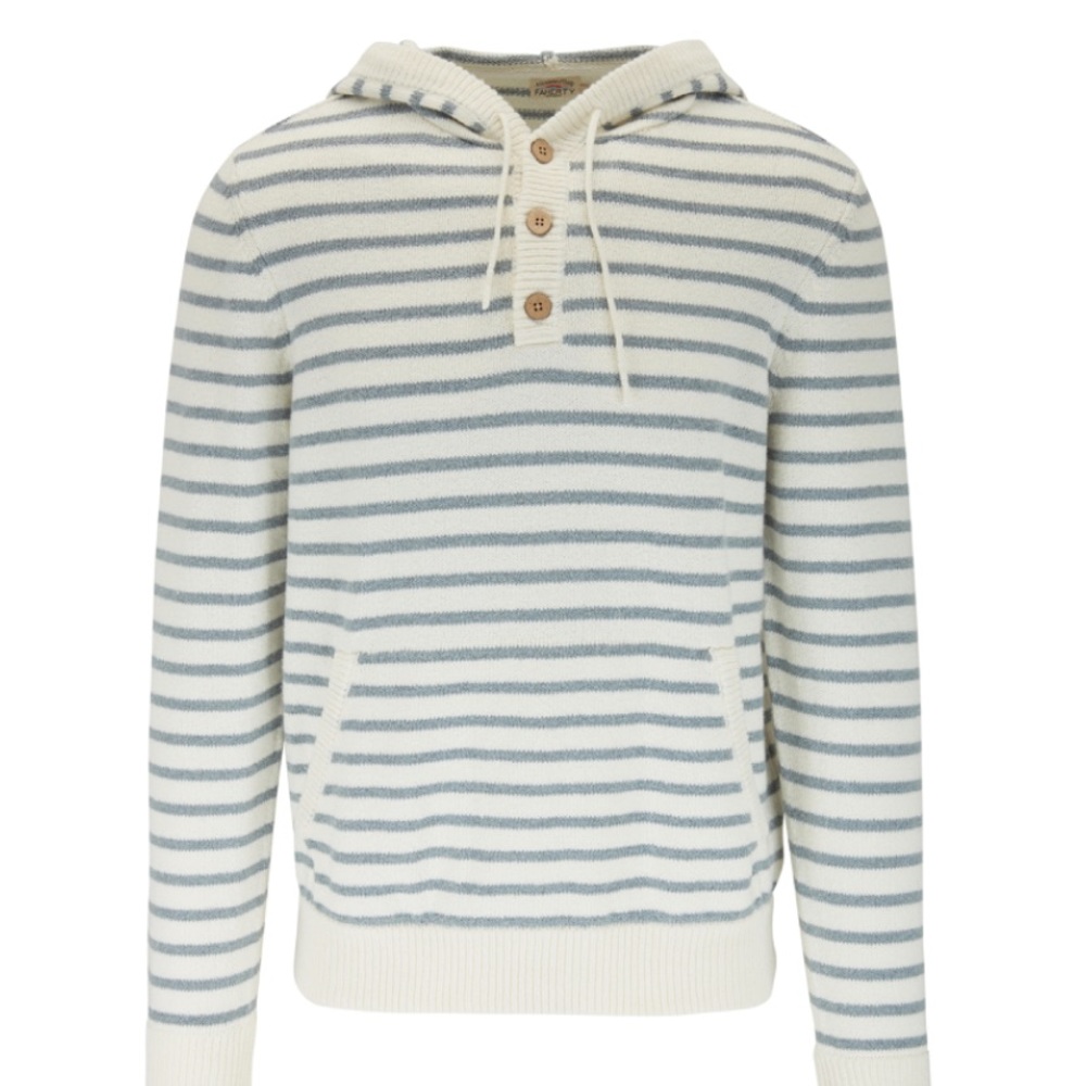 Faherty Cove Blue & Ivory Stripe Hooded Sweater Poncho size S